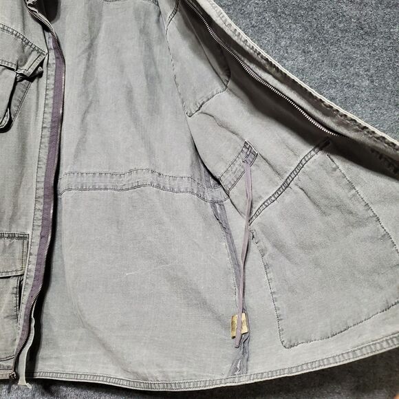 All-Son Chore Jacket Mens L Grey Military Barn Utility Pockets Y2K Grunge - Picture 9 of 16